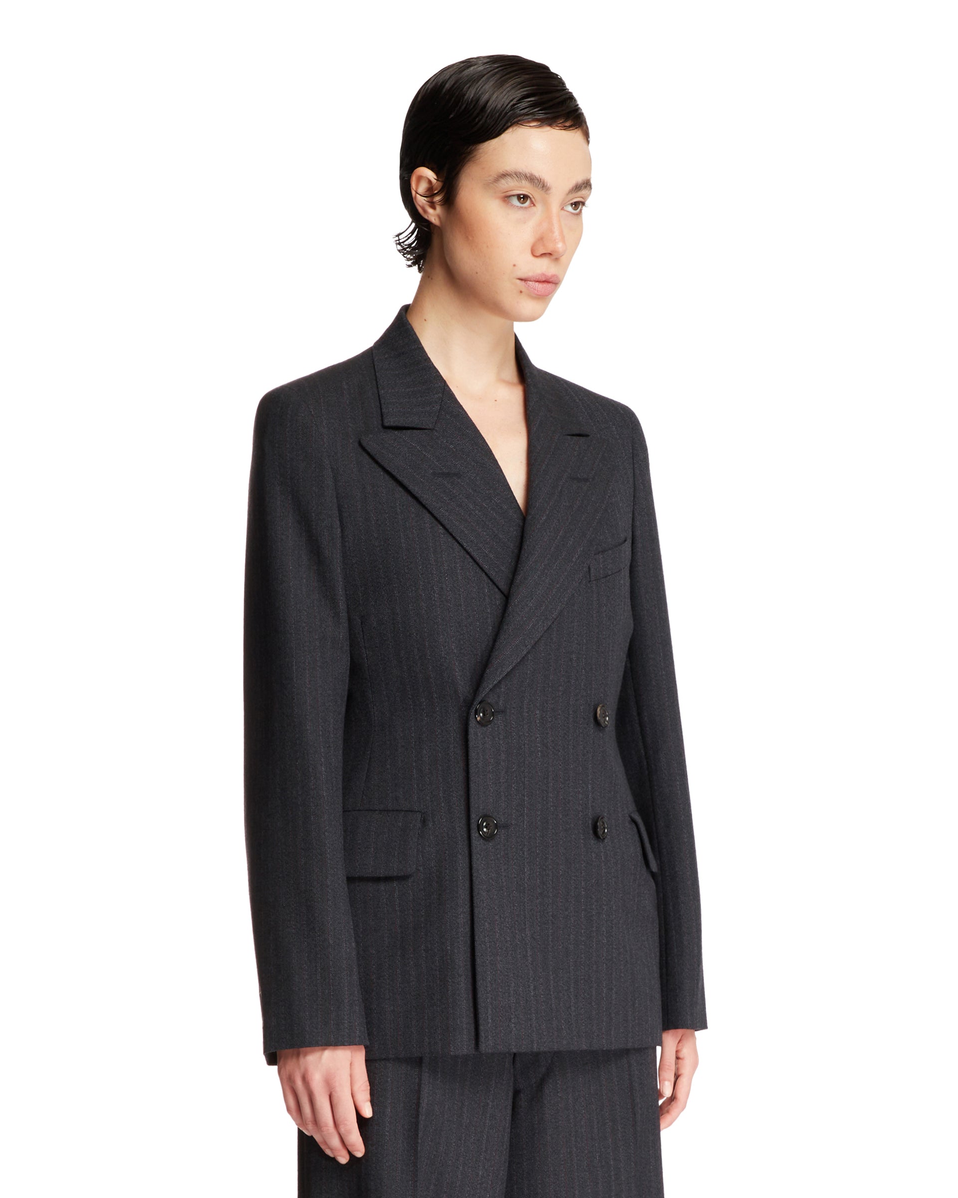 Black Pinstriped Wool Jacket | MAISON MARGIELA - Antonia