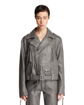 Gray Leather Biker Jacket - Women | PLP | Antonia