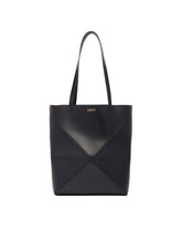 Black Medium Puzzle Fold Tote | PDP | Antonia