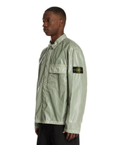 Green Rubberized Muslin-TC Overshirt | PDP | Antonia