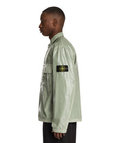 Green Rubberized Muslin-TC Overshirt | PDP | Antonia