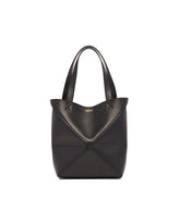 Black Small Puzzle Fold Tote | PDP | Antonia