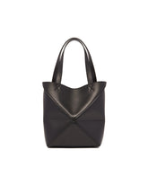 Black Small Puzzle Fold Tote | PDP | Antonia