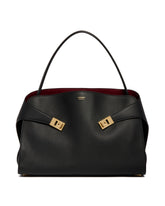 Black Large Hug Leather Bag - FERRAGAMO | PLP | Antonia