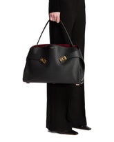 Black Large Hug Leather Bag - FERRAGAMO | PLP | Antonia