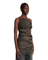 Brown Asymmetrical Draped Top | PDP | Antonia