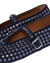 Ballerine In Pelle Blu Con Strass | PDP | Antonia