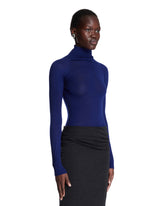 Blue High-Neck Wool Top | PDP | Antonia