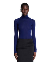 Blue High-Neck Wool Top - Women's tops | PLP | Antonia