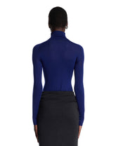 Blue High-Neck Wool Top | PDP | Antonia