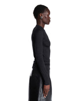 Gray Draped Crewneck Wool Top | PDP | Antonia