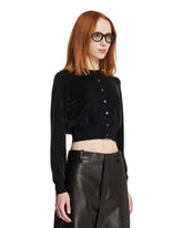 Black Cropped Cardigan with 3D Studs | PDP | Antonia