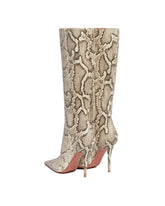 Beige Barbara Snake Print Boots | PDP | Antonia