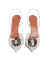 White Camelia Lace Sling Pumps | PDP | Antonia