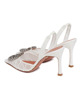 White Camelia Lace Sling Pumps | PDP | Antonia