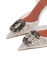 White Camelia Lace Sling Pumps | PDP | Antonia