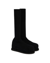 Black Veneda Stretch Flatform Boots - AMINA MUADDI | PLP | Antonia