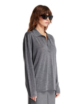 Gray Wool Long Sleeve Top | PDP | Antonia