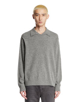 Gray Wool Polo Sweater | PDP | Antonia