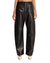 Black Leather Rounded-Cut Pants - Bottega Veneta women | PLP | Antonia