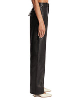 Black Leather Rounded-Cut Pants | PDP | Antonia