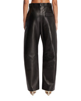 Black Leather Rounded-Cut Pants | PDP | Antonia