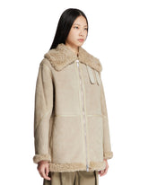 Beige Shearling Zip-up Jacket | PDP | Antonia