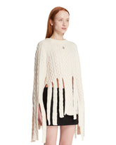 White Wool Fringe Sweater | PDP | Antonia