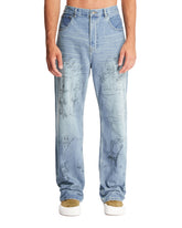 Mid Blue Scribs Bootcut Cotton Jeans - DOMREBEL MEN | PLP | Antonia