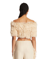 Beige Zuffia Faux Fur Cropped Top | PDP | Antonia