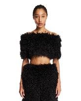 Beige Zuffia Faux Fur Cropped Top | PDP | Antonia