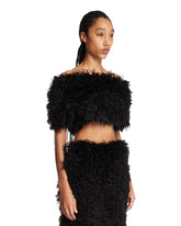 Black Zuffia Faux Fur Cropped Top | PDP | Antonia