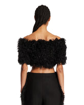 Black Zuffia Faux Fur Cropped Top | PDP | Antonia