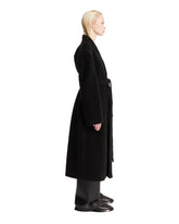 Black Wool Lapelless Overcoat | PDP | dAgency