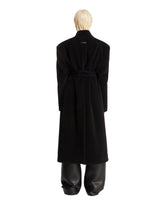 Black Wool Lapelless Overcoat | PDP | dAgency