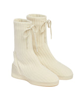 White Moc Knit High Boots | PDP | Antonia