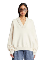 White V-Neck Sweater | PDP | dAgency