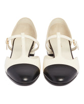 White And Black T-Strap Ballerinas | PDP | Antonia