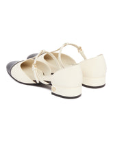 White And Black T-Strap Ballerinas | PDP | Antonia