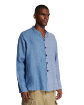 Blue Cotton and Linen Shirt | PDP | Antonia