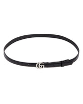 GG Milano Black Slim Leather Belt | PDP | Antonia