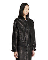 Black Leather Bomber Jacket | PDP | Antonia