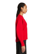 Red Merino Wool V-Neck Sweater | PDP | Antonia