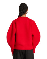 Red Merino Wool V-Neck Sweater | PDP | Antonia