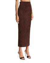 Brown Suede Midi Skirt | PDP | Antonia