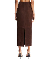 Brown Suede Midi Skirt | PDP | Antonia