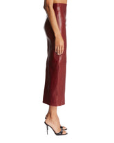 Burgundy Loxley Leather Midi Skirt | PDP | Antonia