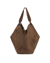 Brown Large Lotus Suede Tote Bag | PDP | Antonia