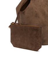 Brown Large Lotus Suede Tote Bag | PDP | Antonia