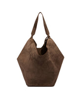 Brown Large Lotus Suede Tote Bag | PDP | Antonia